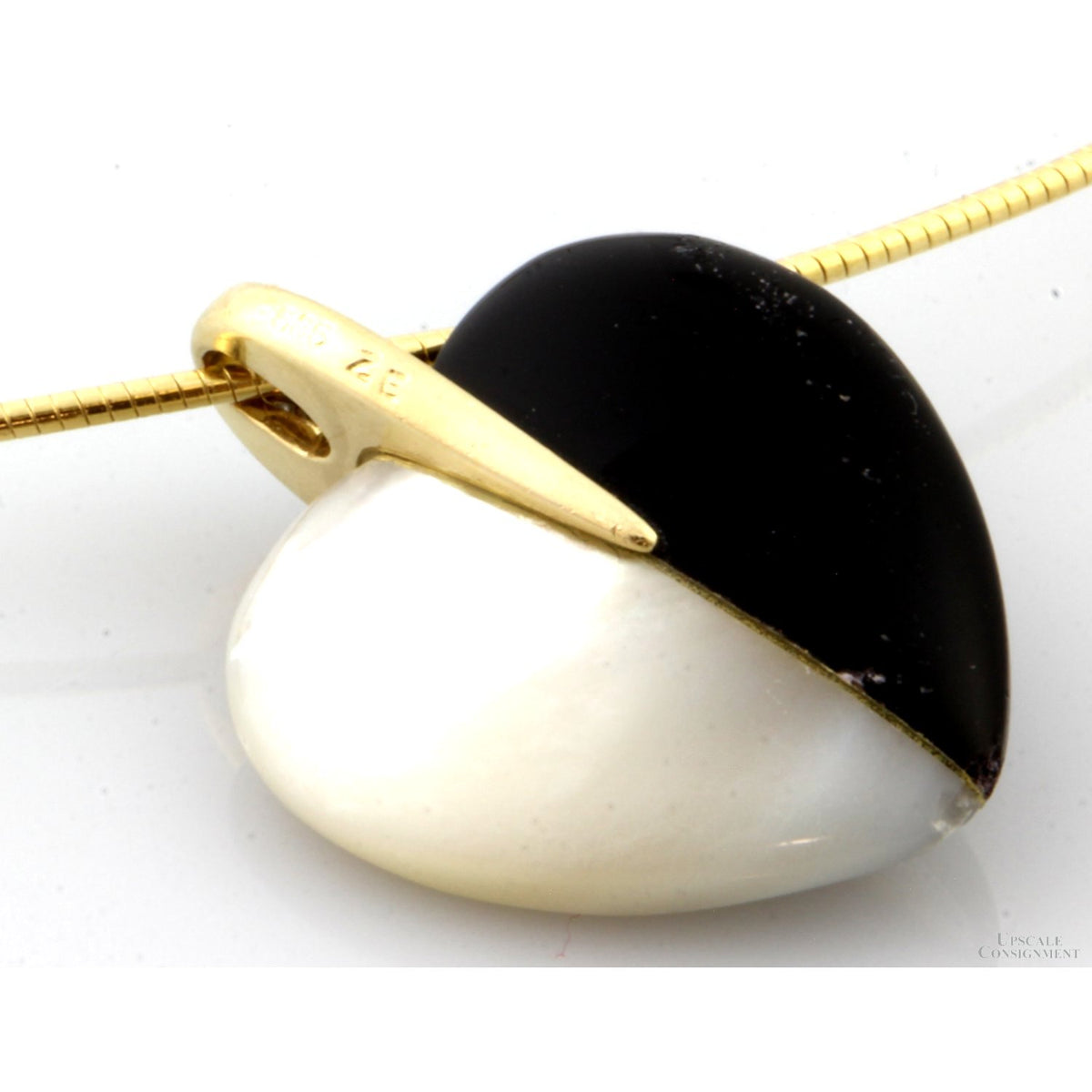 Mother of Pearl, Onyx, Diamond 14K-18K Heart Pendant Necklace
