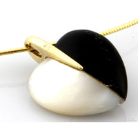 Mother of Pearl, Onyx, Diamond 14K-18K Heart Pendant Necklace