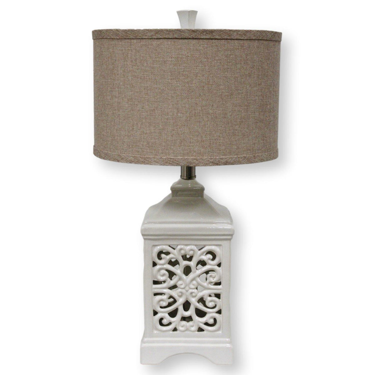 White Ceramic Garden Style Lamp