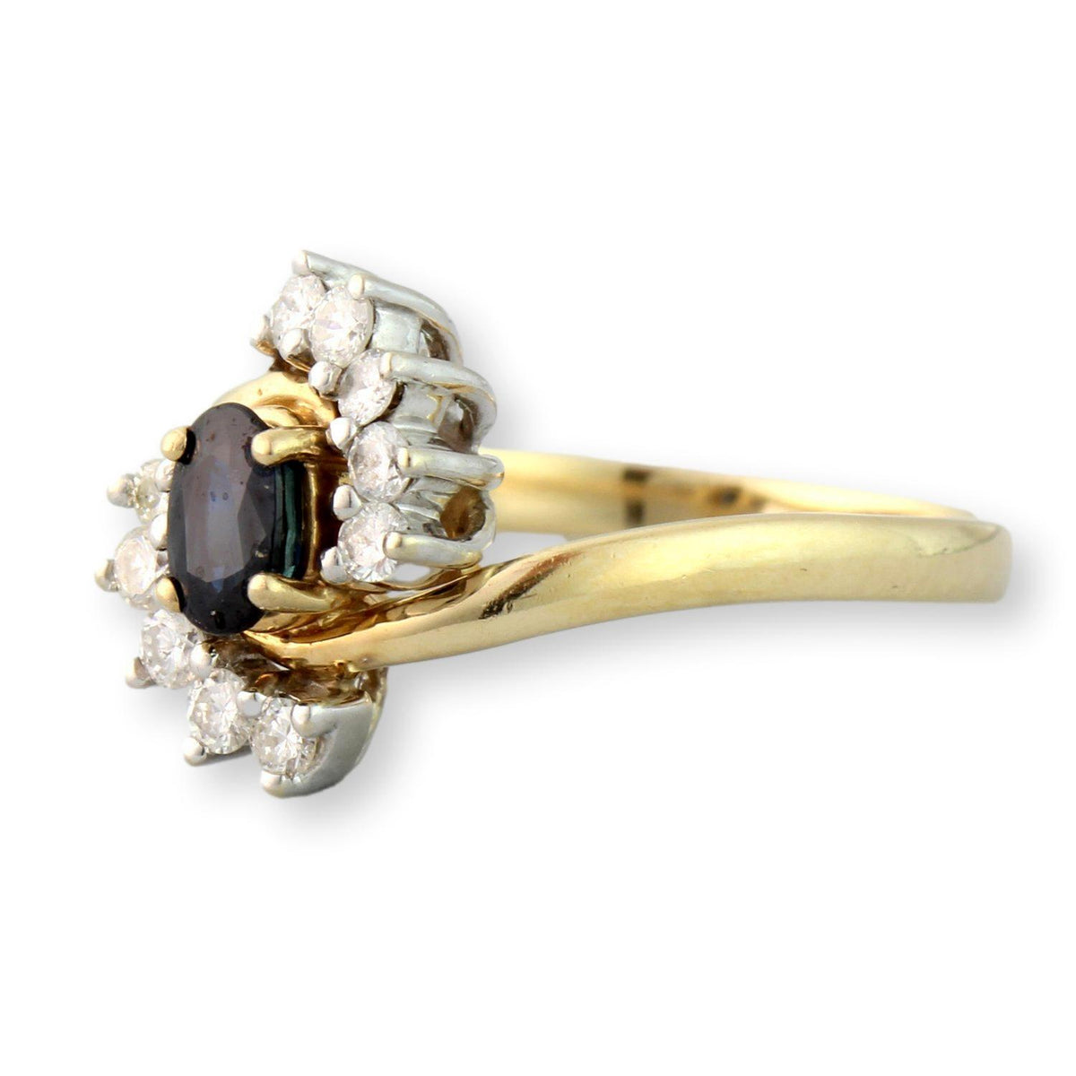 14K Gold Sapphire & Diamond Ring – Prism Lite – 0.65ct Natural Blue Sapphire & 0.38ctw Diamonds