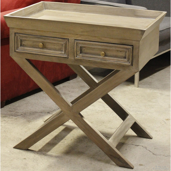 Raised Edge 2 Drawer Accent Table