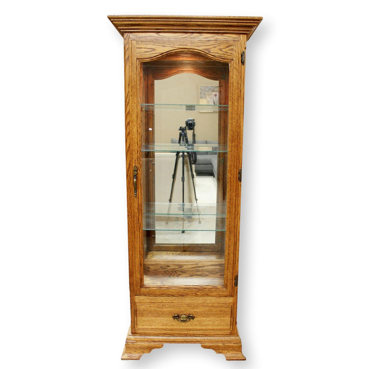 Walton Mfg. Oak Curio w/Drawer