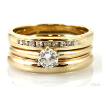 .64ctw Diamond Engagement & 14K Yellow Gold Wedding Bands