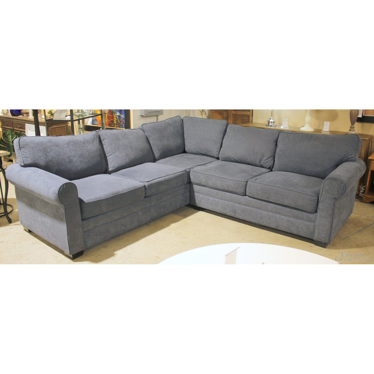 Blue 'L' Shaped Sectional Sofa