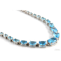 Sky Blue to Swiss Blue Topaz Gems Graduated Color Necklace