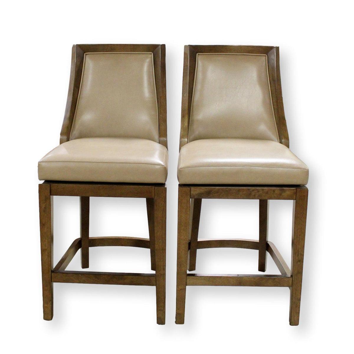 Pair of Tan Leather Counter Stools