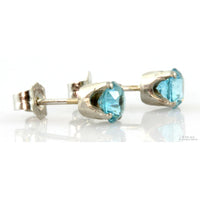 1.60ctw Natural Blue Zircon 14K Gold Stud Earrings