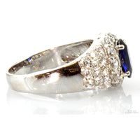 1.70ct Lab Created Sapphire & CZ 18K White Gold Dome Ring