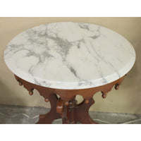 Victorian Style Accent Table w/Carrera Marble Top