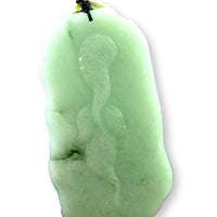 Grade A Burmese Green Jadeite Jade Dragon Pendant & Silk Cord
