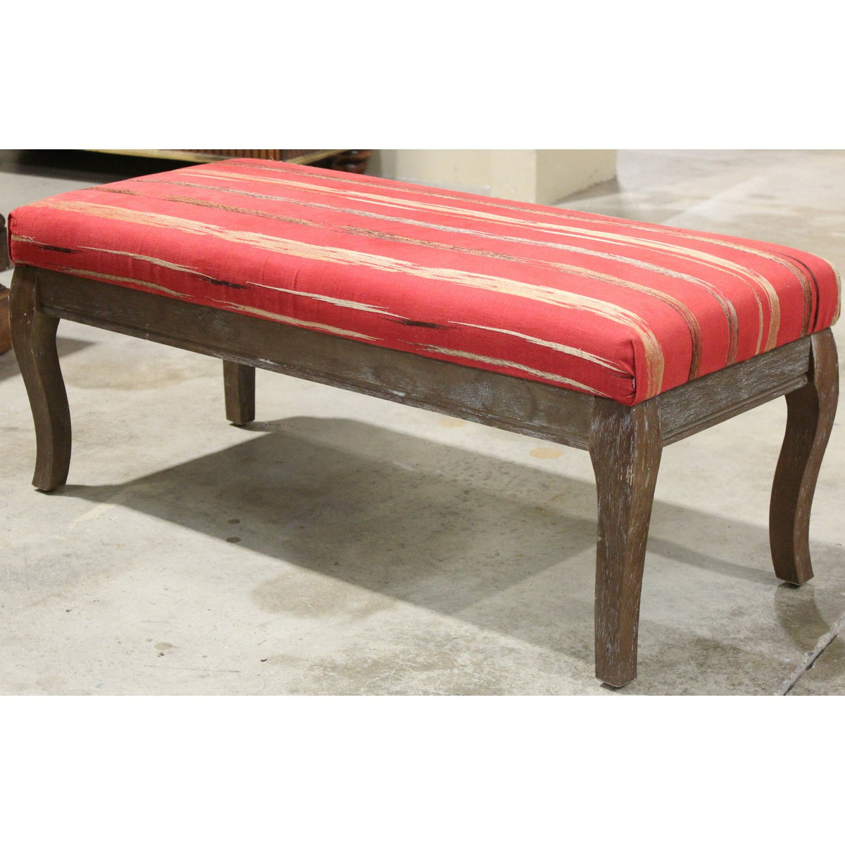 Red & Gold Upholstered Bench