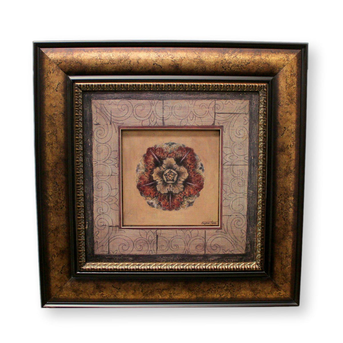 Framed Floral Medallion Artwork