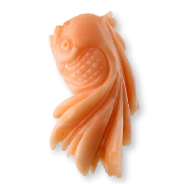 Angel Skin Coral Koi Fish Carved Pendant – Soft Blush Tones