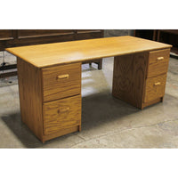 3 Pc. Oak Double Pedestal Desk