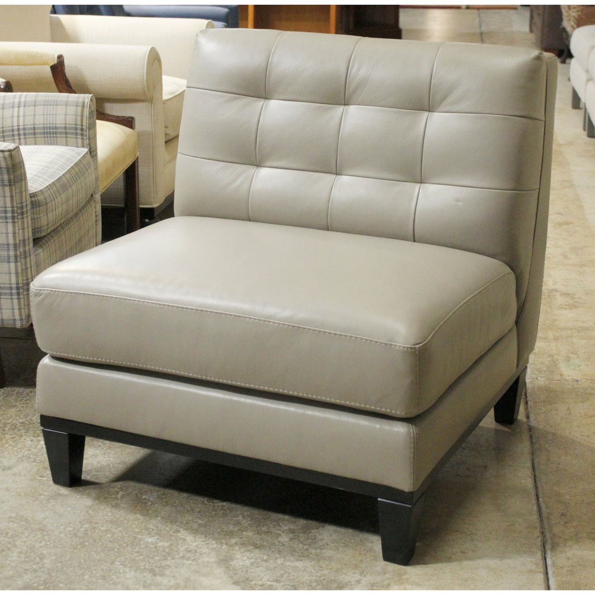 Chateau d'Ax Taupe Leather Slipper Chair