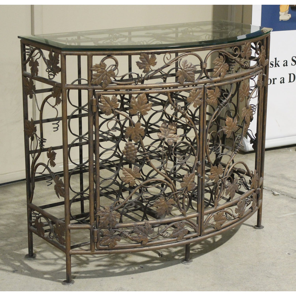 Metal Vines & Leaves Wine Cabinet
