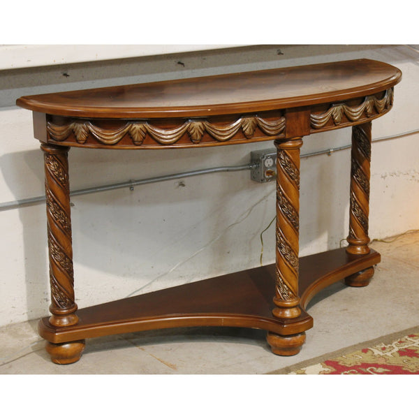 Ornately Carved Demilune Table