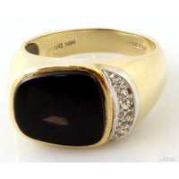 Circaa 1950s Black Onyx & Diamond 14K Gold Men's Signet Ring