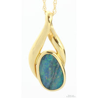 Australian Black Opal Doublet 14K Gold Pendant & Chain