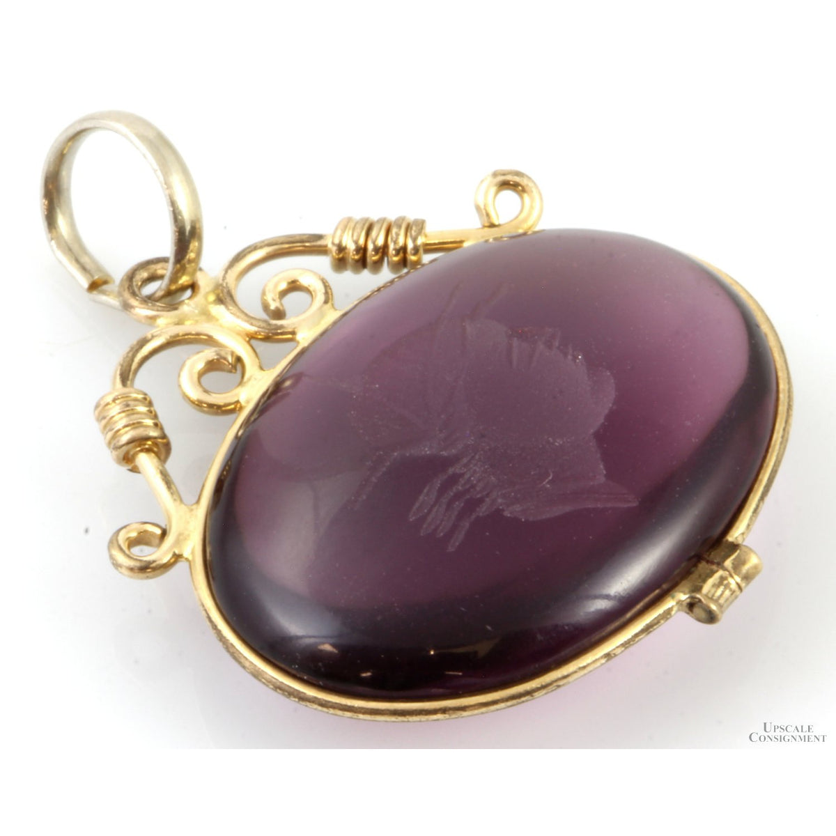 12K Gold Filled Carved Amethyst Centurion Intaglio Pendant