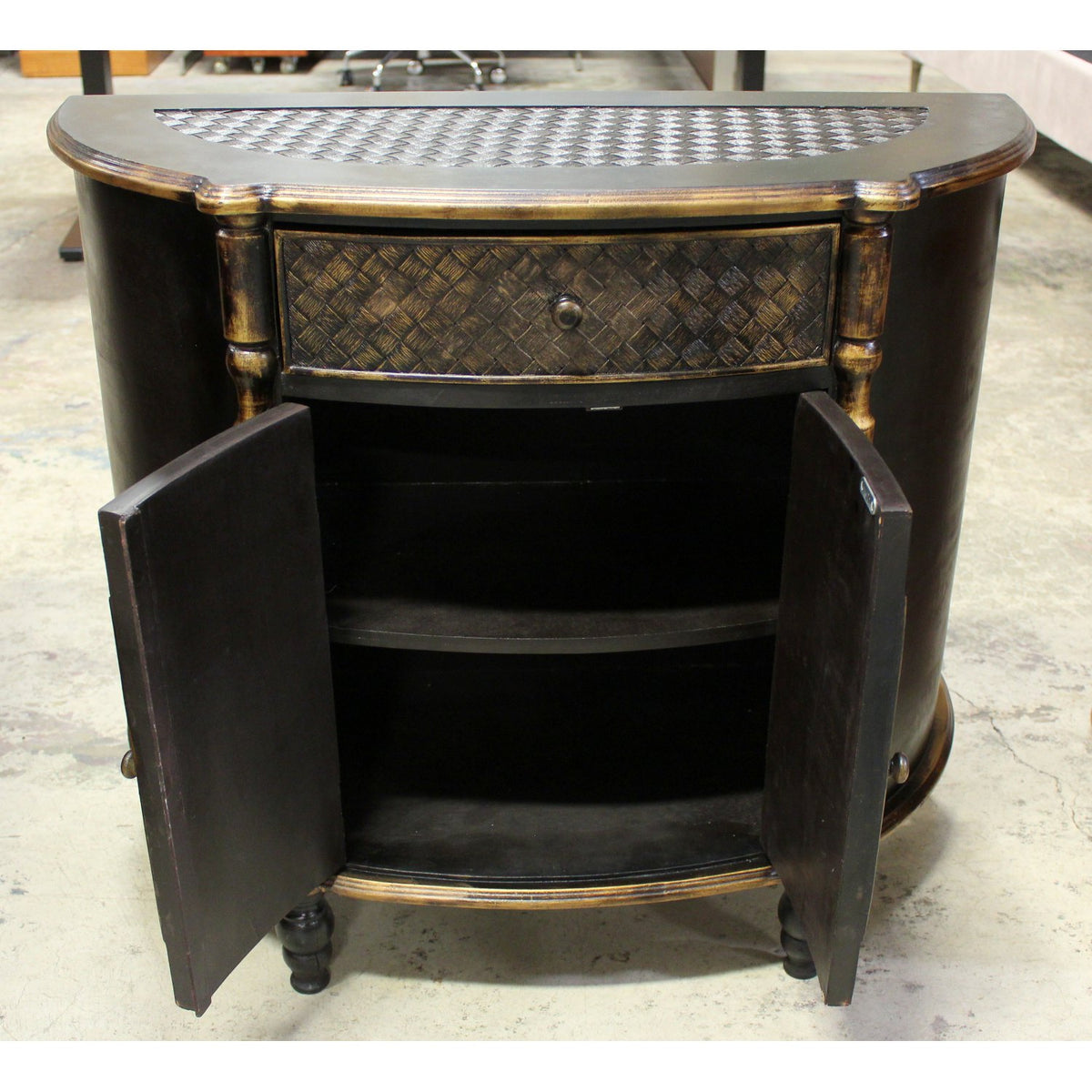 Black & Gold Demilune Cabinet