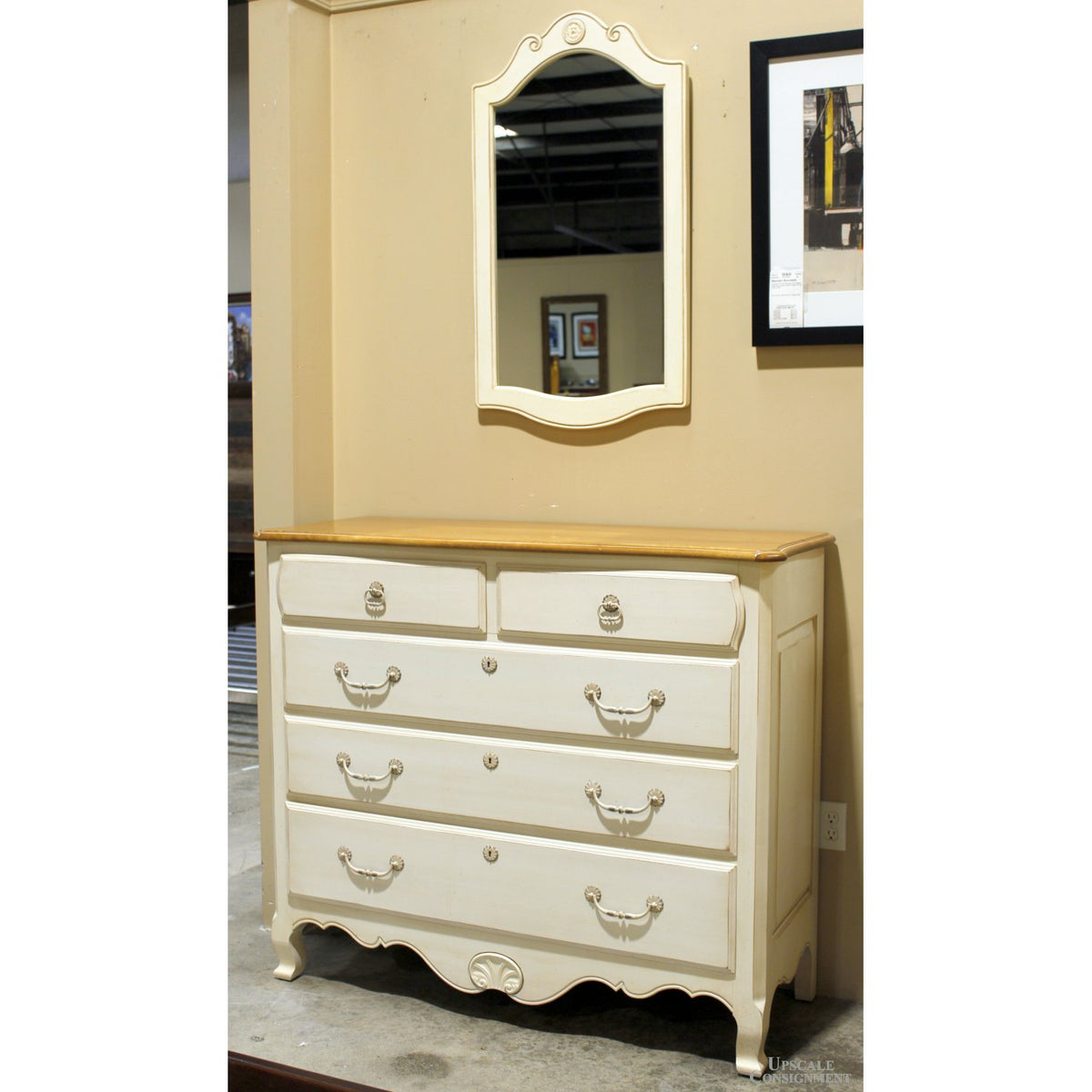 Ethan Allen French Country Chest of Drawers w/Mirror
