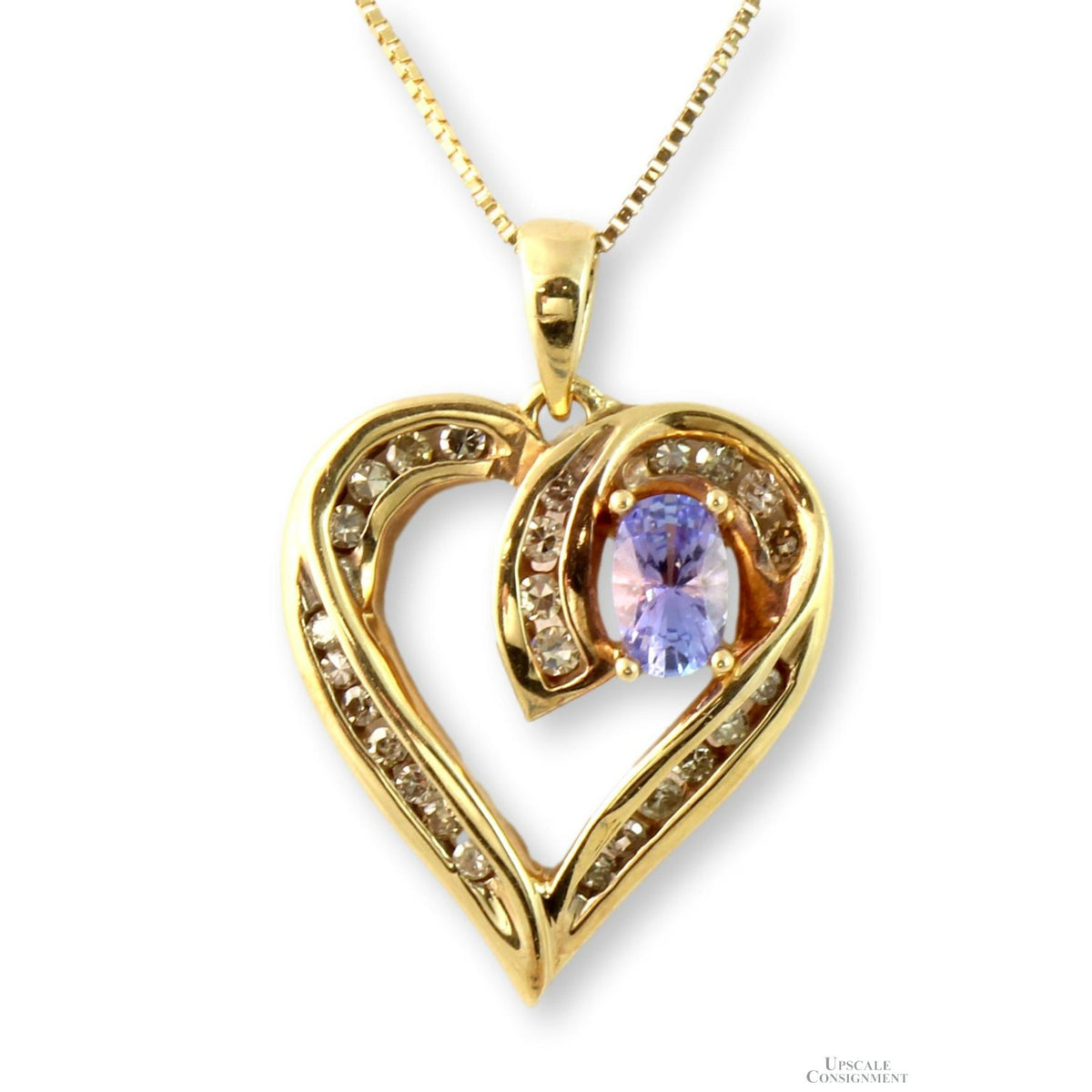 Tanzanite & Diamond 10K Heart Pendant & 14K Gold Chain