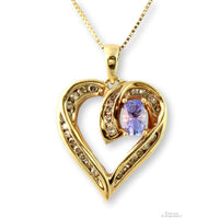 Tanzanite & Diamond 10K Heart Pendant & 14K Gold Chain