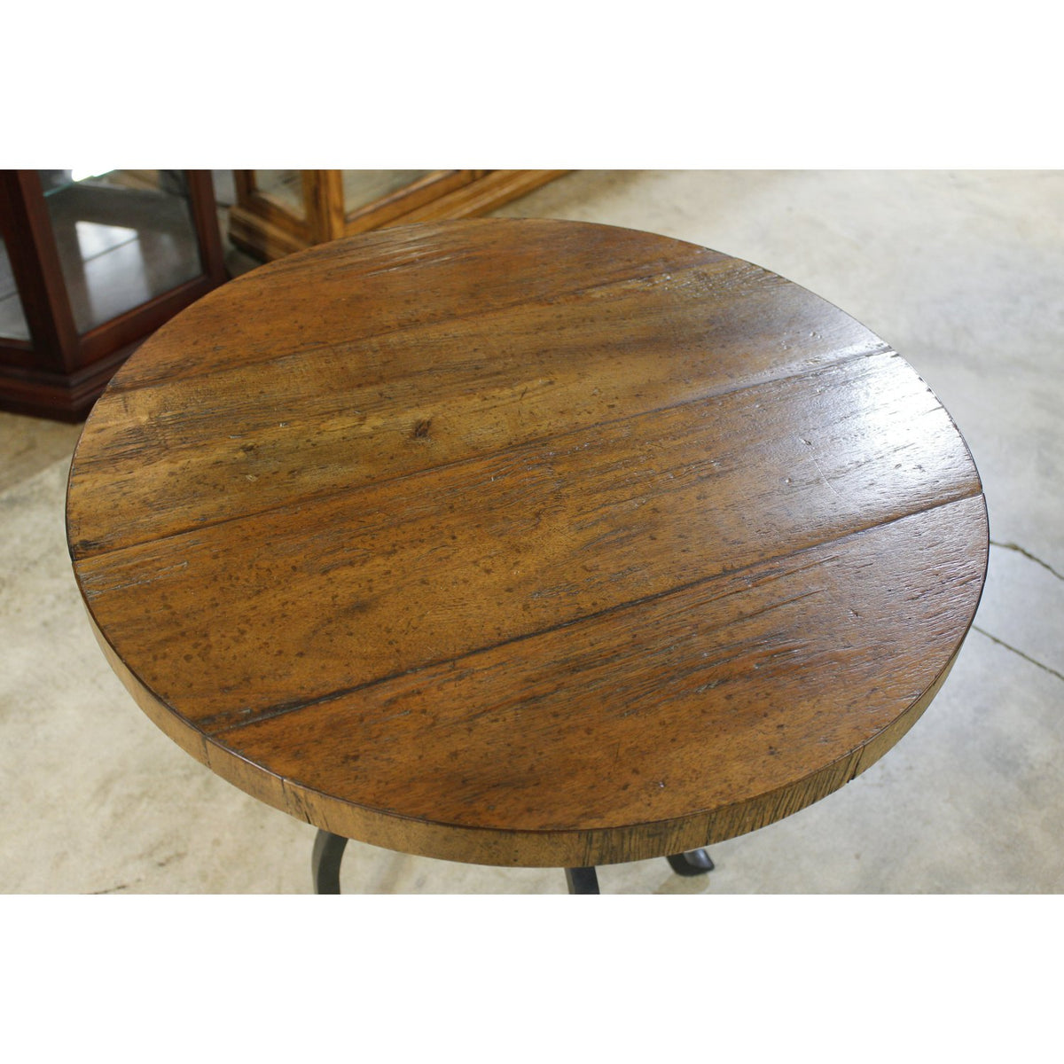 Jonathan Charles Round Wood & Iron End Table