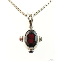 Almandine Garnet Sterling Silver Pendant & 24" Chain