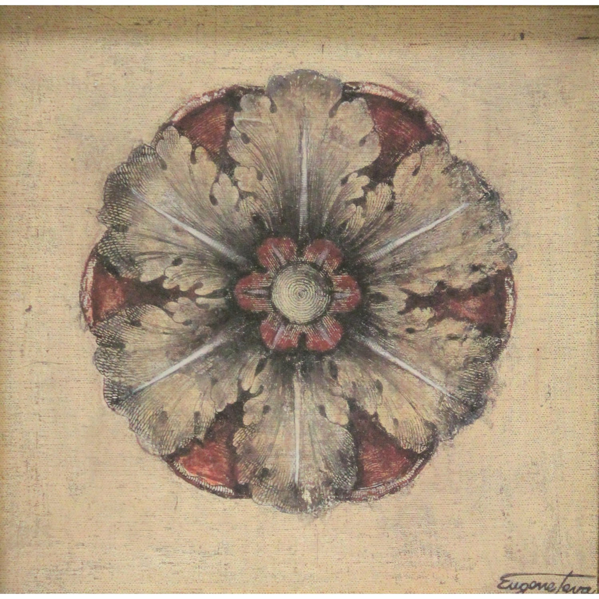 Framed Floral Medallion Artwork