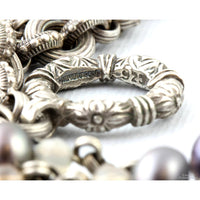 Stephen Dweck Multi-Strand Sterling Silver Necklace with Gray Pearls & Mixed Gemstones