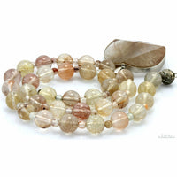 Natural Rutilated Quartz Beaded Necklace with Sterling Silver Rutilated Quartz Pendant