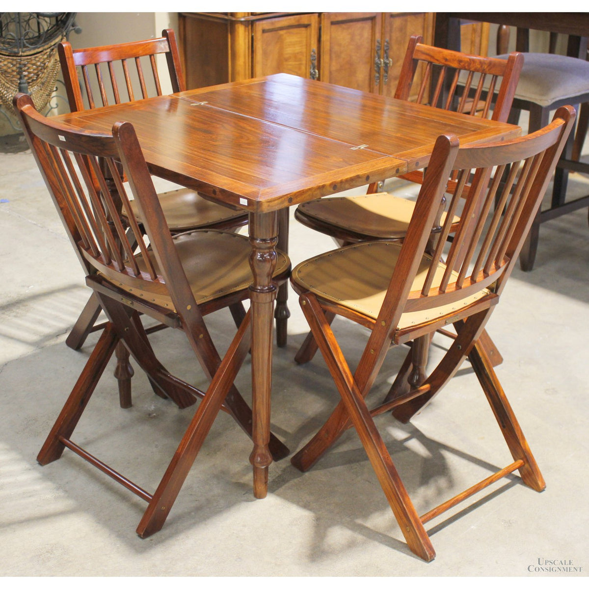 J&R Guram Solid Rosewood 'Allahbad' Folding Campaign Table W/4 Chairs