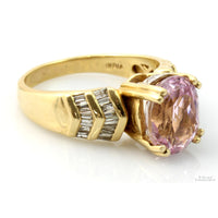 Pink Kunzite Gemstone &  Diamond 14K Gold Ring