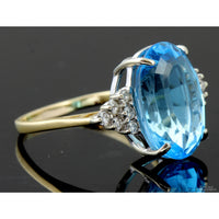 10.62ct Swiss Blue Topaz & .35ctw Diamond 14K Gold Ring
