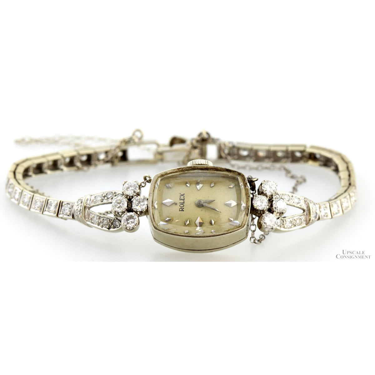 Vintage Rolex 14K White Gold 1.58ctw Diamond Cocktail Watch