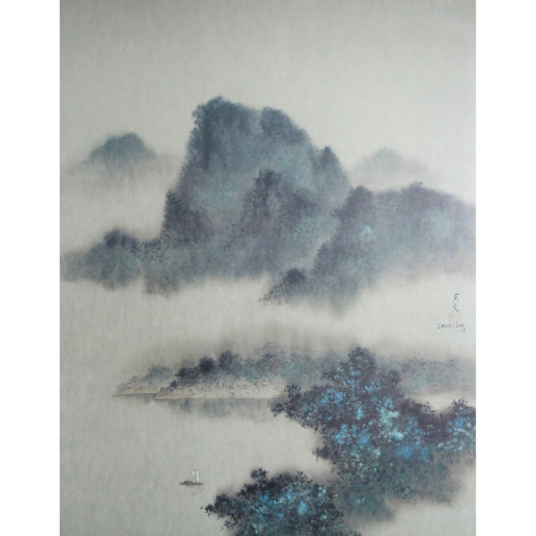 Framed Print 'Misty Lake Hills' by David Lee