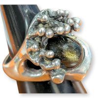 Modernist Fine 950 Silver Black Sapphire Ring by Mateo