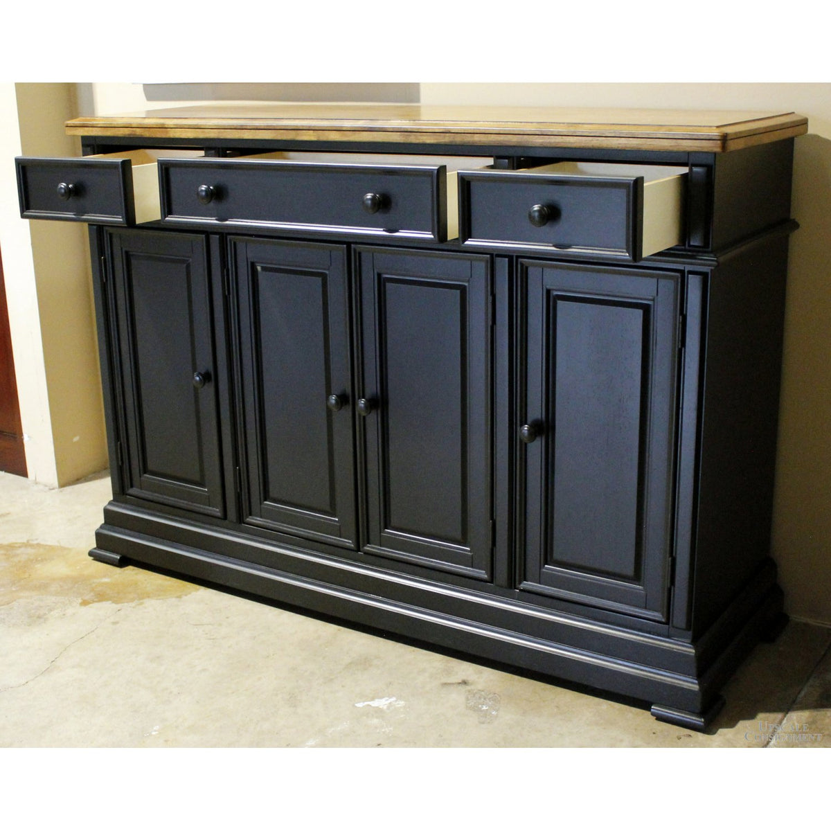 Black Sideboard w/Wood Top