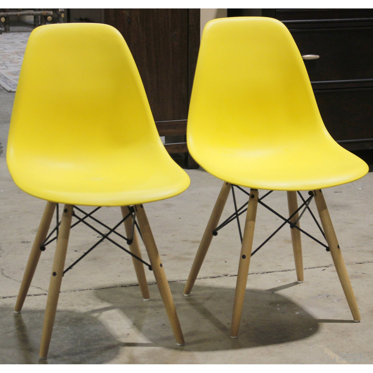 Pair of Yellow Chairs w/Birch Legs