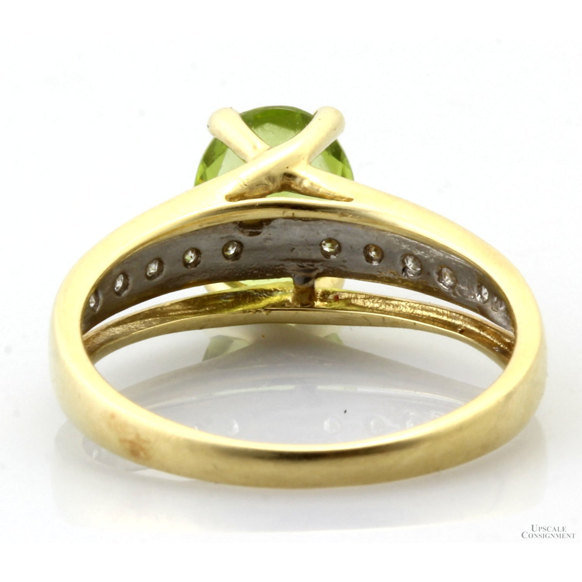 14K Two-Tone Gold 2ct Vibrant Green Peridot & Diamond Ring