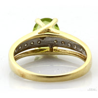 14K Two-Tone Gold 2ct Vibrant Green Peridot & Diamond Ring