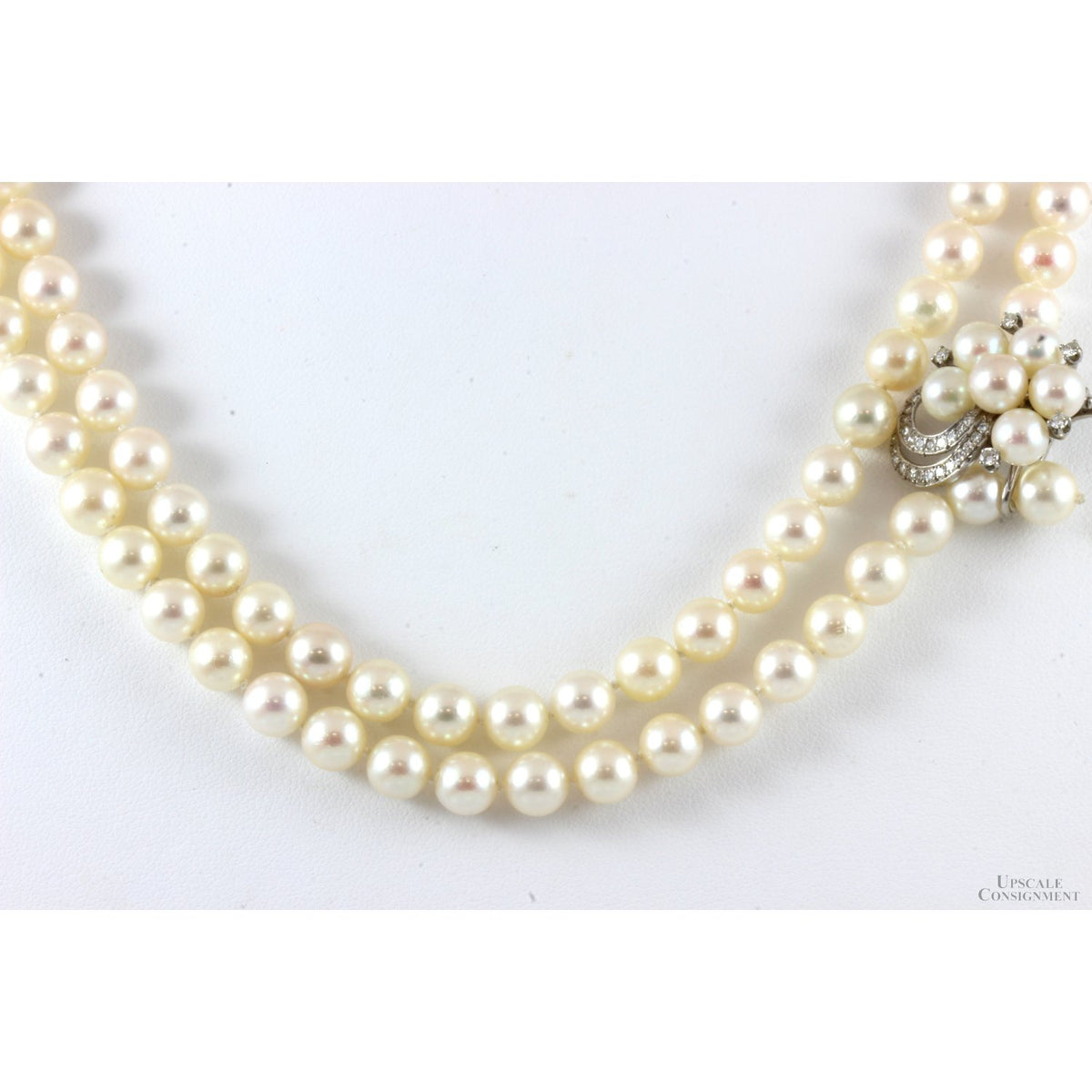 Cultured Pearl 42" Rope Strand 14K Gold .62ctw Diamond Shortener