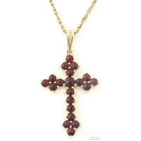14K Yellow Gold 2.9ctw Garnet Cross 18" Gold-Tone Chain