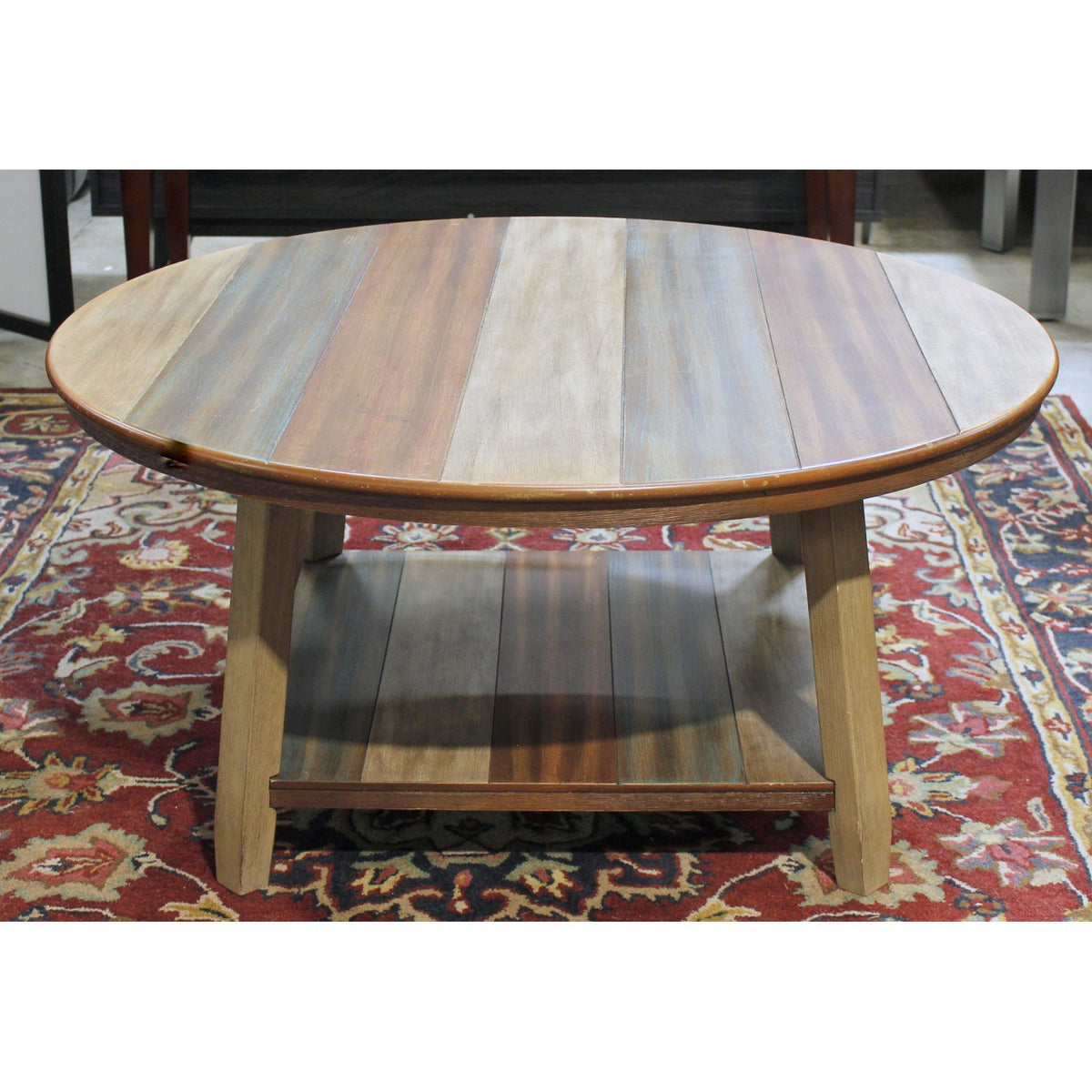 Ashley Round Plank Top Rustic Coffee Table