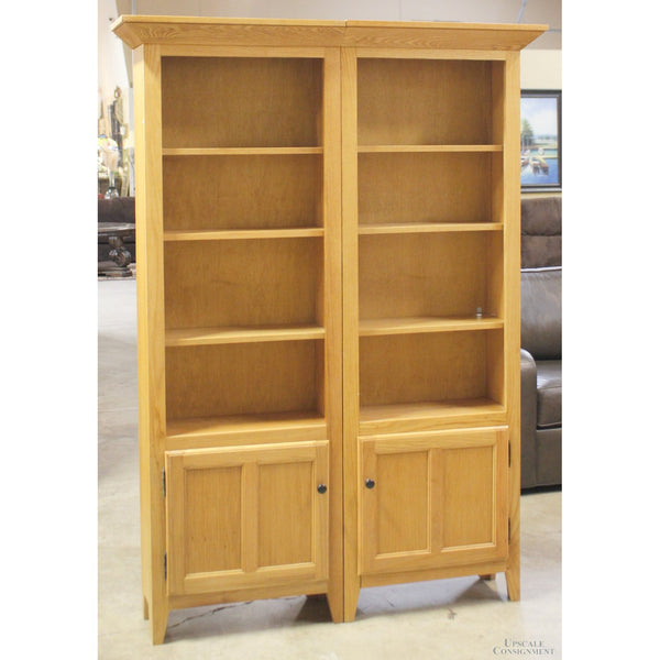 2 Pc. Oak Double Bookcase