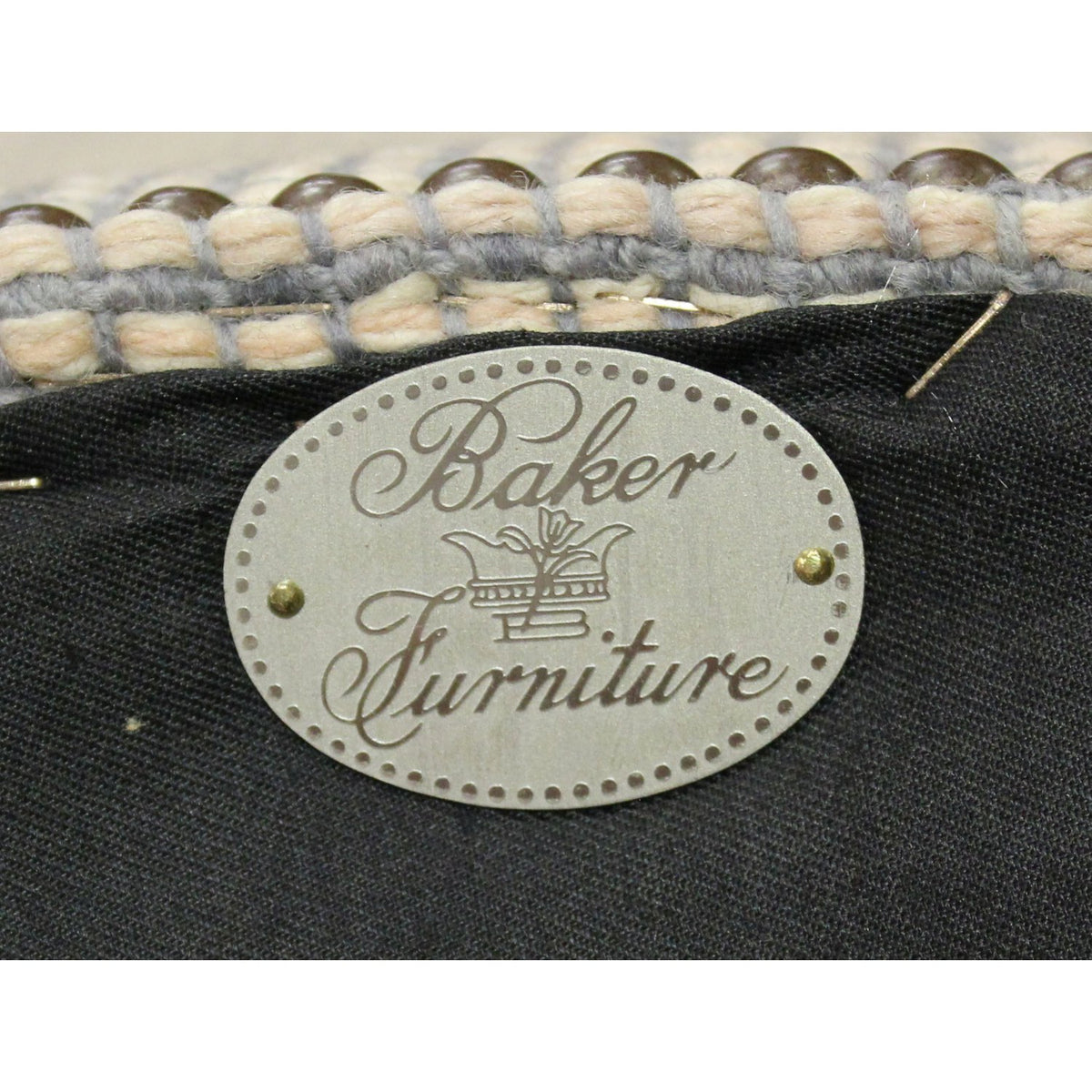 Baker Furniture Cream & Gray Tweed Armchair