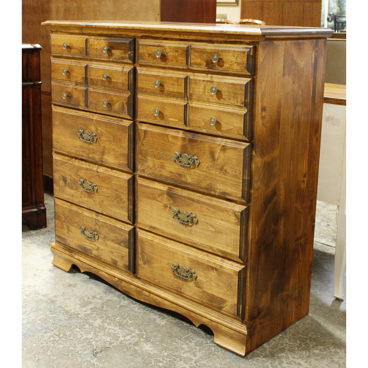 10 Drawer Solid Mahogany Dresser