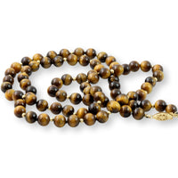 Handknotted Tiger's Eye & 14K Yellow Gold Bead Necklace